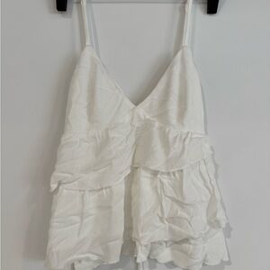 Elegant White Ruffled Women's Top